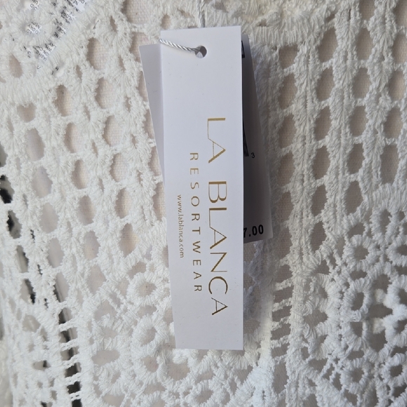 NWT La Blanca Waverly Crochet Swimsuit Coverup - Ivory - Picture 8 of 10